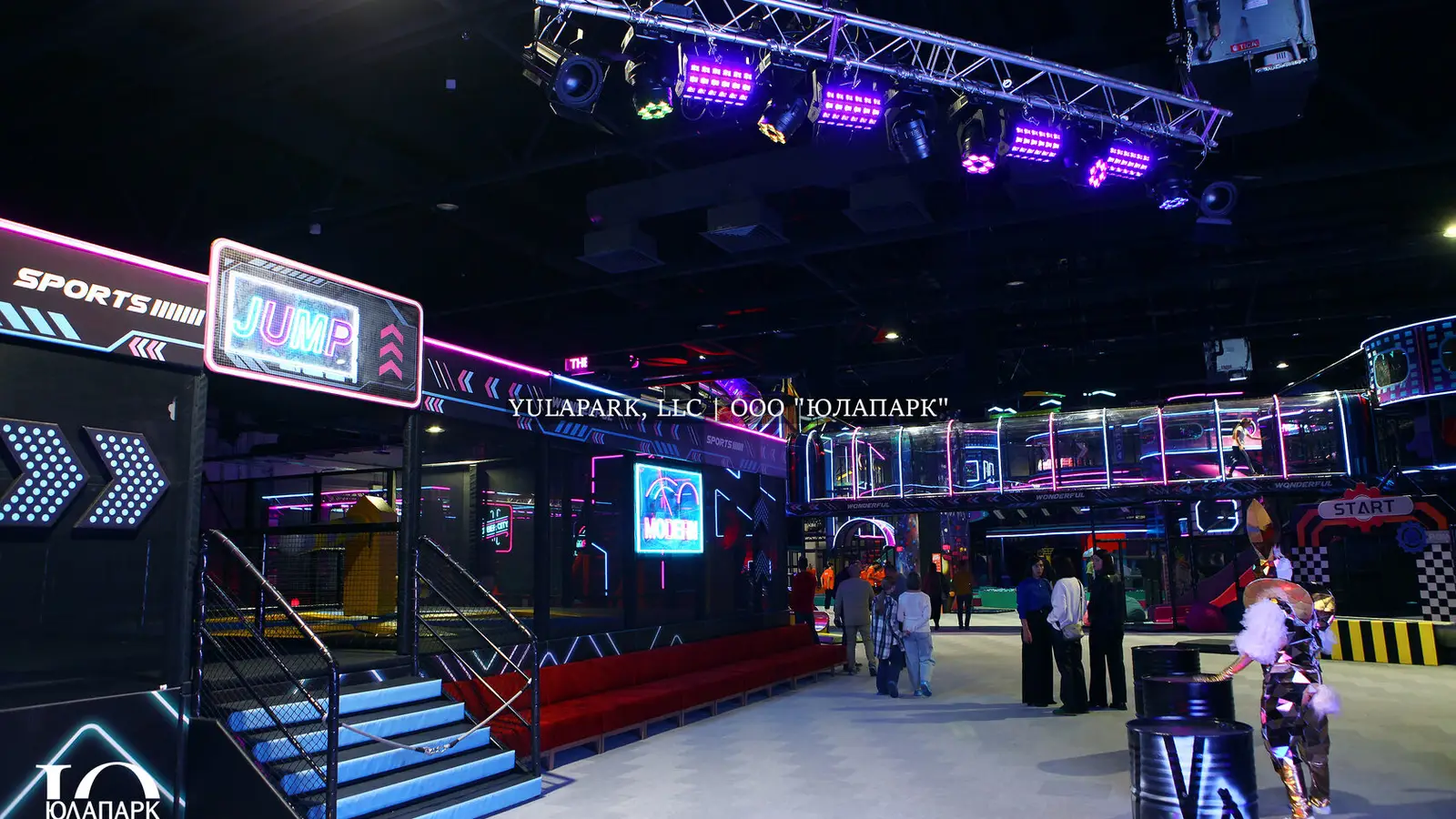 Trampoline arena and trampoline area for children and adults, sports corner.